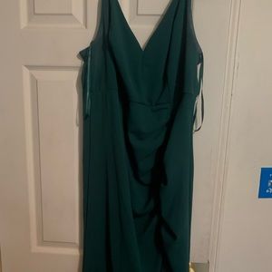green dress with slit on the left side